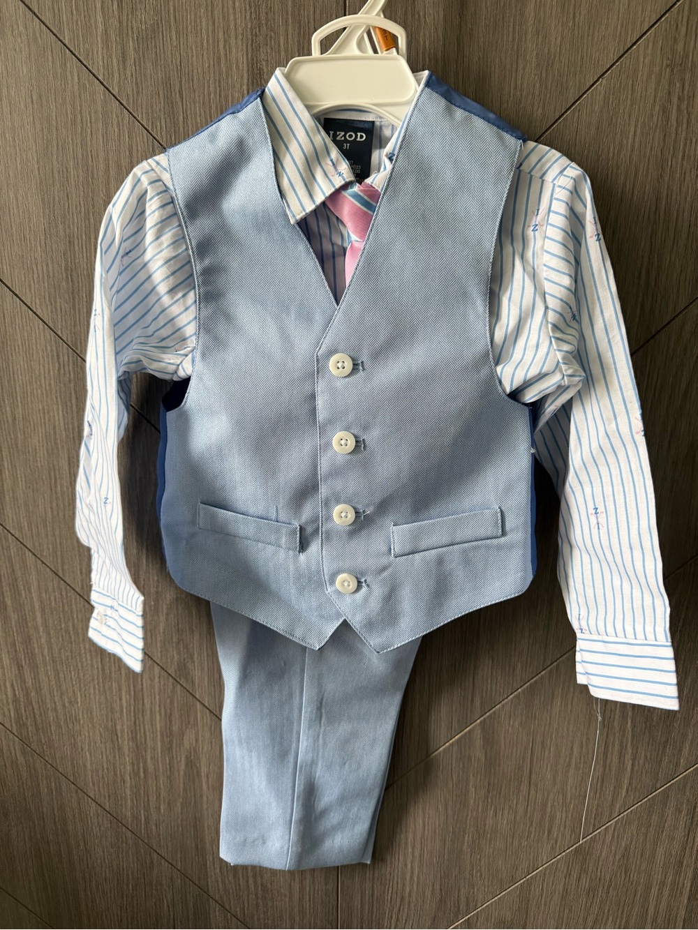 Izod Light Blue Toddler Boys 4 Piece Suit Set